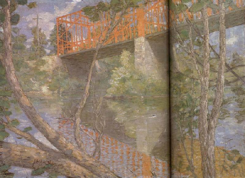 julian alden weir Le pont rouge Norge oil painting art